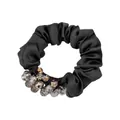 Elegant black satin scrunchie with sparkling crystal beads and gold accents - 3# Crystal Satin Scrunchie