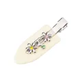 Detail of floral hair clip with rhinestones and silver letter A on cream acetate base - 2# Cream White Flower