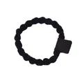Élastique à cheveux tressé noir avec un petit charme carré orné d'un motif smiley - Smiley Noir