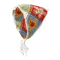 Kleurrijke gehaakte bandana met madeliefjespatronen in rood, blauw, geel en witte bandjes - Rood Blauw Geel Groen Kant Bandana