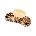 Pinza per capelli a guscio di tartaruga con dettaglio ovale crema su sfondo bianco pulito - Bianco Marrone Floreale / Bianco Marrone Floreale Pinza a Semicerchio (3#)