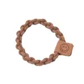 Élastique cheveux tressé marron avec un carré en cuir élégant orné d'un smiley - Smiley Café Clair