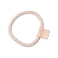 Chouchou en tissu tressé beige minimaliste avec détail du logo smiley jaune - Smiley Carreaux Khaki
