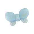 Détail de la barrette papillon en acétate bleu clair avec strass et texte doré - Bleu Clair Marbre (3#)