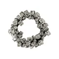 Close-up of elastic hair tie with faceted grey cube beads for sleek ponytail styling - Gray Rhinestone Hair Tie
