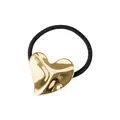 Detalle de goma para el pelo con adorno de corazón dorado en metal líquido pulido - Decoración de Metal Líquido en Corazón (27# Cuerda de Pelo de Metal)