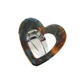 Detail of heart-shaped acetate hair clip with tortoiseshell pattern and metal back clip - 6# Hollow Heart-shaped Hair Clip