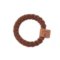 Élastique à cheveux marron foncé en tissu texturé avec étiquette ours mignon - Ours Café Foncé