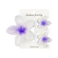 Three-piece purple gradient plumeria hair claw clip set on a white display card - One Large And Two Small / White And Purple Gradient