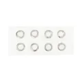 Detail of white ribbed fabric headband with double row silver metal eyelet grommets - White (Large Hole Stripes)