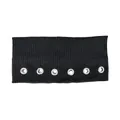 Unisex black ribbed knit sports headband with stylish silver metal grommets - Black (Small Hole Stripes)