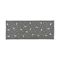 Detail of dark grey elastic sports headband with silver moon sequins and small rhinestones - Crescent Moon Gray Striped Style