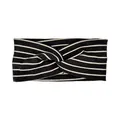 Bandeau en tricot à rayures noires et blanches avec nœud torsadé pour femmes et hommes - Noir avec rayures blanches