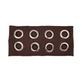Detail of dark brown ribbed knit headband with eight large silver metal grommets decoration - Dark Brown (Large Hole Stripes)