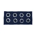 Detail of ribbed navy blue headband featuring eight silver metallic eyelets in two rows - Dark Blue (Large Hole Stripes)