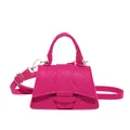Quilted rose pink felt handbag with hourglass design and detachable strap for women - Rose Red