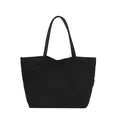 Borsa tote minimalista in tela nera di grande capacità con tracolla per l'uso quotidiano - Nero