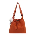 Orange minimalist crossbody bag with drawstring closure and white cloud charm accessory - With Pendant / Orange