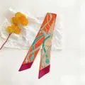 Eleganter Twilly-Seidenschal mit Schlangenkopf-Print und diagonalem Schnitt für Damen - Schmaler Stil / Orange Beige Blaugrün Rot Patchwork (1#)