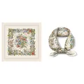 Carré de soie style ethnique avec imprimé floral vintage sur un tissu beige élégant - 53x53cm / Petit floral