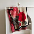Châle pashmina d'hiver avec imprimé floral numérique et détails de franges - Peinture à l'Encre de Pivoine