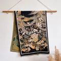 Détail de l'écharpe jacquard double face avec motif phénix et bords à franges - Phénix Oriental Et Floral