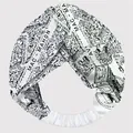 Detalle de diadema cruzada con estampado vintage de mapa de París en blanco y negro - Blanco