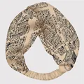 Diadema cruzada de satén beige con estampado de mapa vintage de París para mujer - Caqui