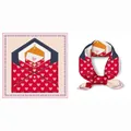 Red 53cm square silk scarf featuring envelope heart prints and wavy border design - 53x53 / Navy Red Heart Envelope (Color 2)