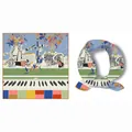 Pañuelo de seda artístico con diseño de piano en colores azul y verde vibrantes - Bloque de Color de Música Moderna y Naturaleza (Color 4) / 53x53cm / Color 4