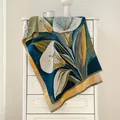 Close-up of artistic oil painting style floral jacquard scarf with decorative tassels - Calla Lily Artistic Jacquard Style (FY2438-15)