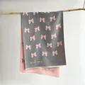Elegant bow pattern double-sided cashmere-like scarf with fringe and soft knit texture - 185x65cm / Pinkish Grey