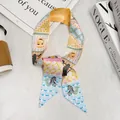 Elegante pañuelo Twilly de seda con estampado de caballos para bolsos, estilo revista moda - Estilo de Caballito de Mar de Arquitectura Macaron Fresca (PD2504-2)