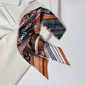 Elegante foulard stretto in seta con motivi paisley e stelle in arancione, nero e bianco - 100*5cm / Arancione Blocco di Colore (PD2534—3)