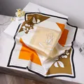 Elegant floral square silk scarf in warm orange and earth tones with minimalist line patterns - Orange Earth Tone Patchwork Abstract Floral Style / Color 3 (Warm Orange Patchwork)