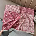 Red and white color block cashmere-like shawl scarf with bohemian patterns and fringe - Patchwork Red