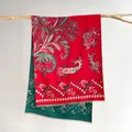 Ethnic paisley cashmere feel shawl with double-sided red and green floral patterns - Paisley (Red) / Red