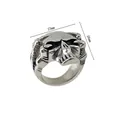 Detailed view of punk skull ring in silver-black finish with 23mm width dimensions - US7 / 1 Piece / Silver