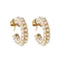 Elegante 18k vergoldete C-förmige Ohrringe mit weißen Perlen für Damen im Set - C-Form Perle Stil / Gold
