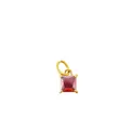 Square red zircon pendant with gold-plated four-claw setting for jewelry making - January Birthstone (Gold Base)