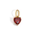 Elegant gold titanium pendant with a heart-shaped red zircon gemstone and polished ring - 1 Piece / January Red - Gold