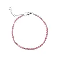 Elegantes Tennisarmband mit rosa Zirkonia und verstellbarer silberner Gliederkette - Silber-Juli Rosérot