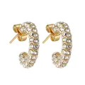 Elegante 18k vergoldete C-förmige Ohrringe mit funkelnden Kristallen für Damen im Alltag - C-Form Zirkonia Stil / Gold