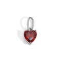 Silver heart pendant with dark red zircon gemstone and large bale for DIY necklaces - 1 Piece / January Red - Silver