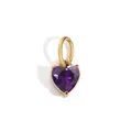 Golden heart-shaped pendant with faceted purple zircon stone for custom necklaces - 1 Piece / February Violet - Gold