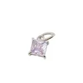 Lavender square zircon pendant with silver prong setting for necklace and bracelet - February Birthstone (Silver Base)