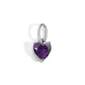 Faceted heart-shaped purple zircon pendant with silver-tone three-prong setting - 1 Piece / February Violet - Silver