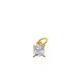 Golden square zircon pendant with four-prong setting and white stone for DIY jewelry - March Birthstone (Gold Base)