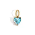Golden heart pendant with light blue zircon stone inlay on a white background - 1 Piece / March Light Blue - Gold