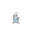 Light blue square cut zircon pendant with silver four-prong setting for jewelry making - March Birthstone (Silver Base)